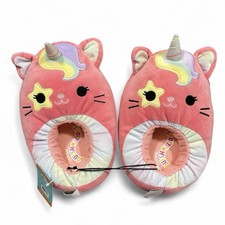 Kids Squishmallows Unicorn Slippers Gray Teal Size 4-5 NWT