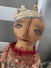 Kim Kohler Signed OOAK Primitive Folk Art Doll Justice 2007 Handmade Cloth
