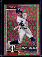 2026 Topps Cody Freeman RC Holiday Polka Dots Green/Pink Rookie #224 Rangers