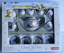 Schylling Vtg. Winnie the Pooh Friends 12Pc Mini China Tea Set - Brand New