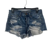 American Eagle Size 6 Vintage Hi Rise Festival Button Fly Cut Off Shorts