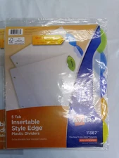 4Packs of Avery 5 Tab Insertable Style Edge Plastic Dividers 11387