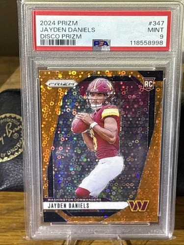 2024 Panini Prizm Rookies Jayden Daniels #347 Orange Disco Prizm (RC) PSA 9 MT