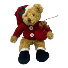 Russ Berrie Teddy Bear 13  Brown Sammy Santa Christmas Plush Stuffed Animal
