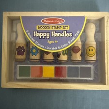 Melissa  Doug Happy Handles Wooden Stamp Set Free Tracked Shipping