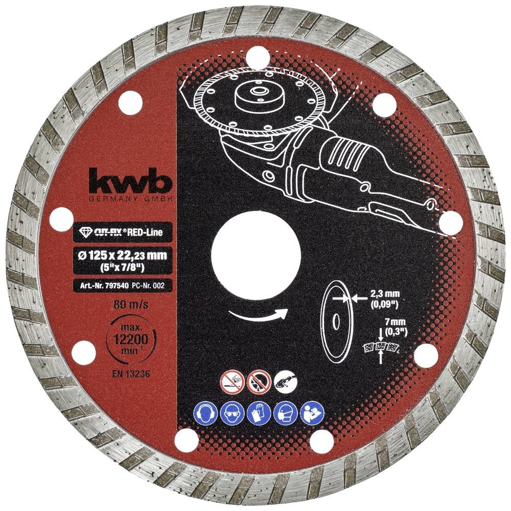 Disque à tronçonner diamanté 125 meuleuse d'angle kwb 797540 alésage 22