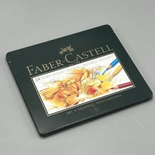 Faber-Castell 24 Pieces Watercolor Pencil Set in Metal Tin Germany Thick Lead