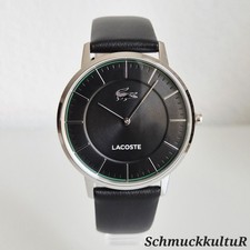 Lacoste 2011472 Crocorigin Uhr Herren Leder Schwarz & Silberfarben NEU OVP