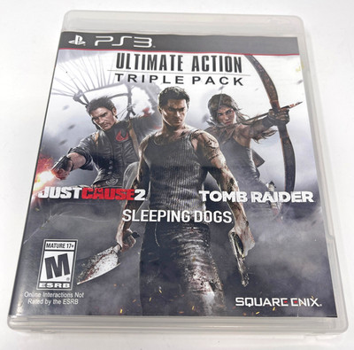 Ultimate Action Triple Pack Sony PS3 Just Cause 2 Sleeping Dogs Tomb Raider Used