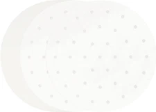 100 PCS Bamboo Steamer Liner, 10" Round Air Fryer Parchment Paper with Holes, Wh