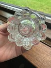Vintage Pressed Glass Perfume Bottle Feather Stopper Ornate Art Deco Estate — photo 4