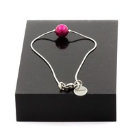 Edelsteine Und Mineralien. Armband Aus Edelstahl Mit 1 Tigerauge Perle Fuchsia