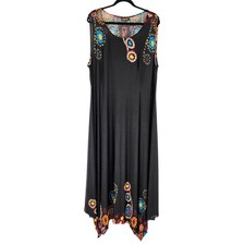 NWT Reborn Black Floral Print Neckline & Hem Sleeveless Maxi Dress Plus Size 3XL