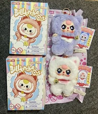 TWO Baby Three Billionaire Cat Plush Toys with Crying Eyes, Brand New