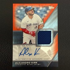 Alejandro Kirk Topps 2026 Series 1 Orange Game Used Jersey Autograph Number 9/25