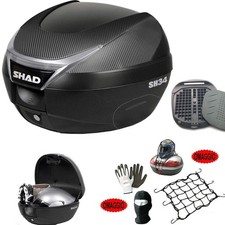 PER BMW R 80 GS   BAULETTO SHAD 34LT+PIASTRA+RETE CARBON LOOK BAULE VALIGIA