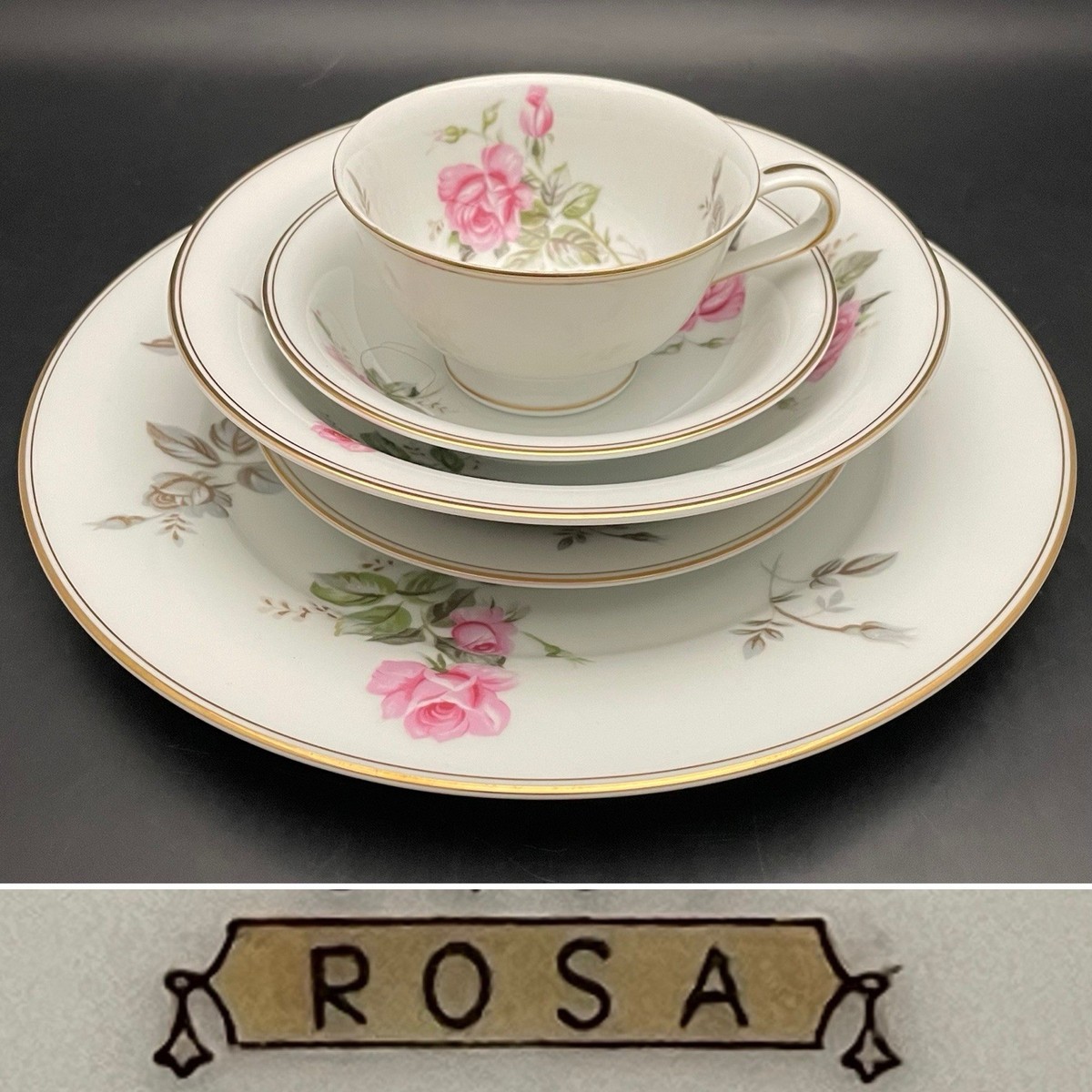 Noritake China 5460 Rosa 5pc Individual Dinnerware Setting 1953-64