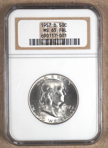 1957-D FRANKLIN HALF DOLLAR NGC MS65 FBL 117001
