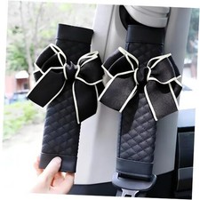 Cute Bow Leather Car Seat Belt Cover Pads,Pcs  4 Pcs Seat Belt Cover 2 Black
