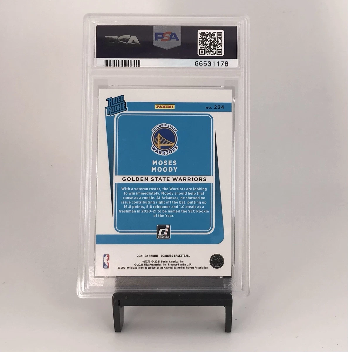 Panini 2021-22 Donruss Moses Moody Choice Dragon #234 PSA 10