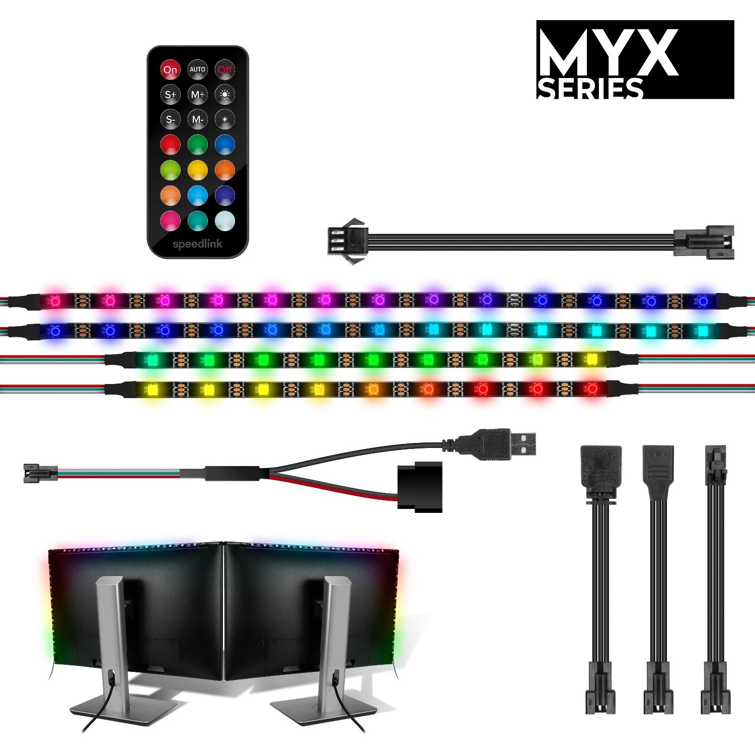 Speedlink MYX LED PC 2x Monitor Kit Striscia Barra Illuminazione Schermo Gaming