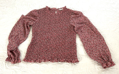 Anthropologie MAISON d'AMELIE  Blouse Top MEDIUM Smocked Floral Peasant