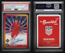 2021-22 Donruss Road to Qatar Red & Gold Laser /8 Jordan Morris PSA 9 MINT Auto