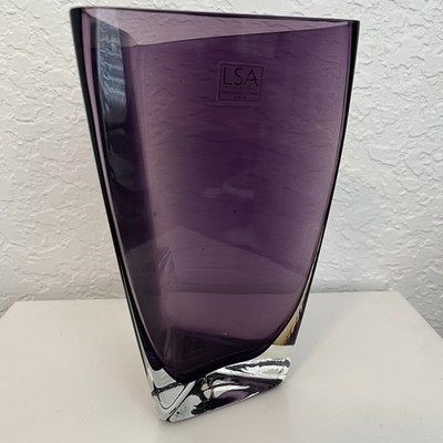 LSA International Polish Mouthblown Hand Crafted Amethyst Glass Vase Heavy 3.5pd