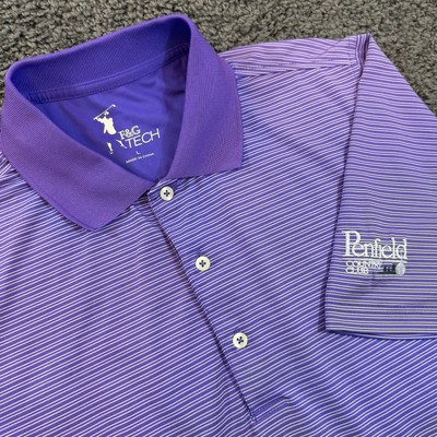 F & G Tech Golf Polo Shirt Mens L Purple Striped  Performance Penfield FADE