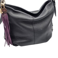 Vtg Coach Hampton Pebbled Leather Hobo Bag Style F15084 Black Silver Hardware