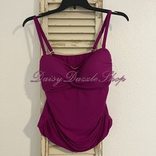 La Blanca Womens Island Goddess Twist Front Bandeau Tankini Swimsuit Top 38 D