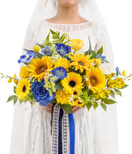 13 Inchwedding Bouquets for Bride,Bridal Bouquet for Bride, Artificial Silk Sunf