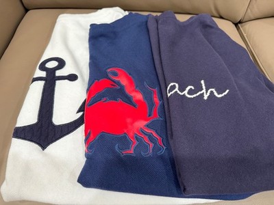 Lot of Three (3) Nautical-Themed Women's Ponchos (Anchor, Crab, The Word Beach)
