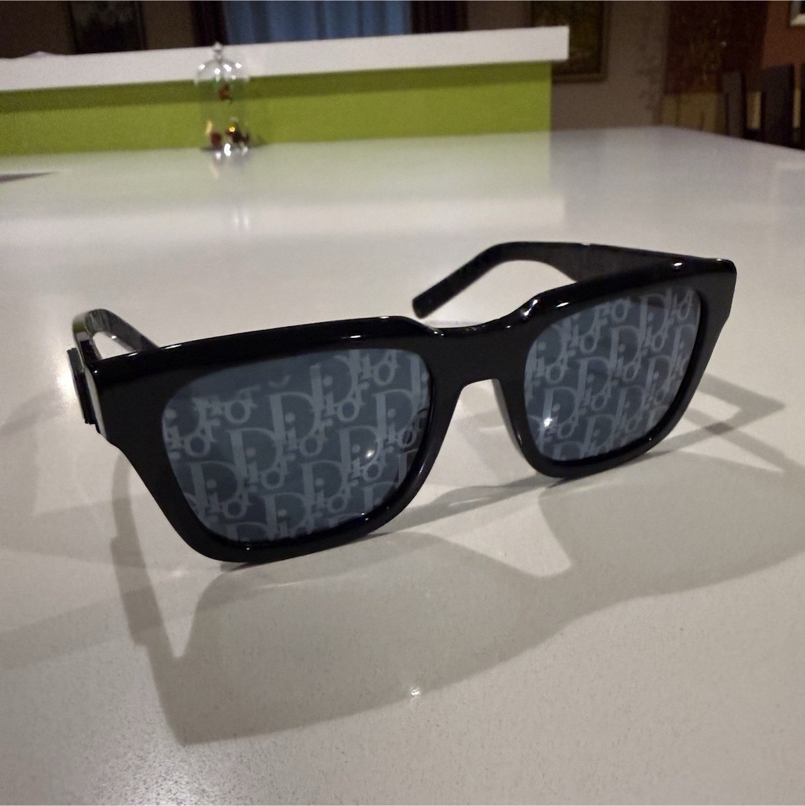Dior Women's Square Sunglasses Black Plastic Frame Tinted Black Logo Lenses