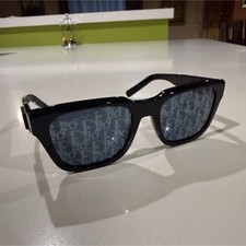 Dior Women's Square Sunglasses Black Plastic Frame Tinted Black Logo Lenses
