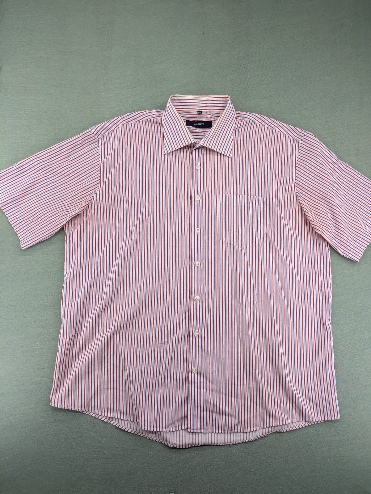 Ken Baker Herren Hemd XXL Kurzarm Gestreift Bunt Sommerhemd Freizeithemd image 2