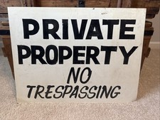 Vintage Metal Sign PRIVATE PROPERTY NO TRESPASSING