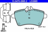 Vorderachse Ate 13.0470-2885.2 Bremsbelagsatz, Scheibenbremse FüR MERCEDES-BENZ