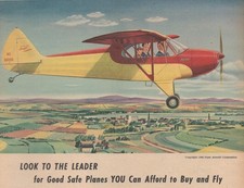 1946 Piper Cub Airplane Vintage Print Ad Aviation Aircraft Lock Haven PA