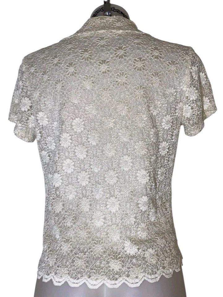 90-х годов Y2k женщин слоновой кости цветочный Babydoll кружева Kawaii кокетка Cottagecore верхний размер M - Изображение 2 из 4