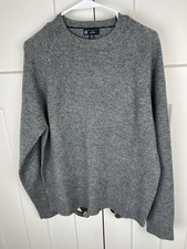 J. Crew Men's 100 Lambs Wool Crewneck Charcoal Grey Pullover Sweater Sz Lg