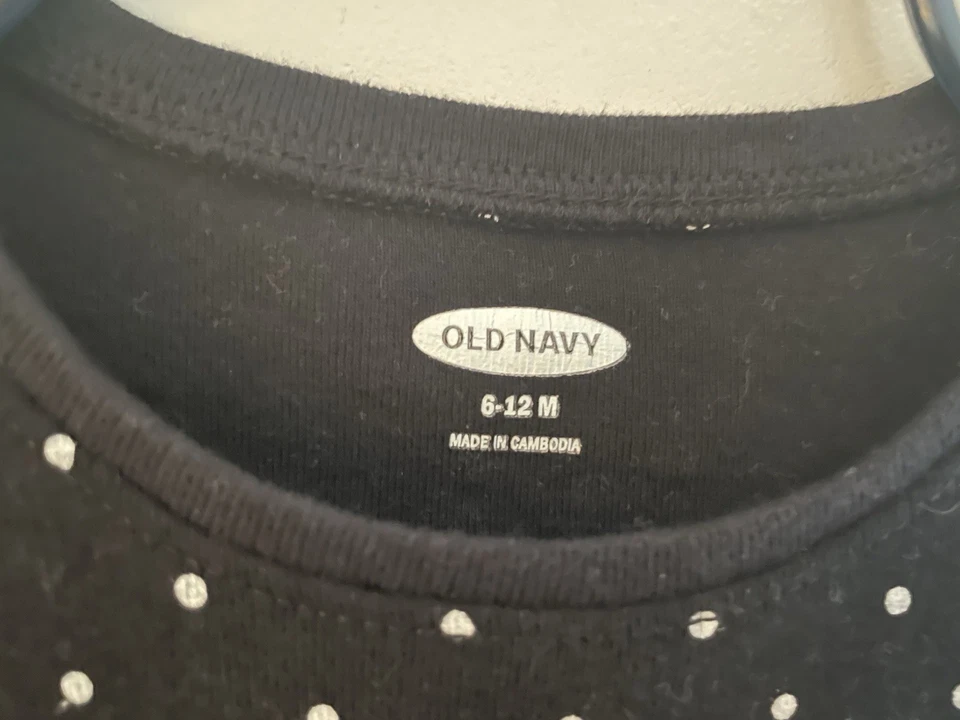 Antiguo Body Azul Marino Bebé Niña Pequeño Blanco Lunares Algodón Manga Larga Negro 6-12M Foto 2 de 4