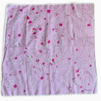 Vintage Nina Ricci Sakura Floral Pink Cotton Handkerchief Scarf 19  Made in Japa
