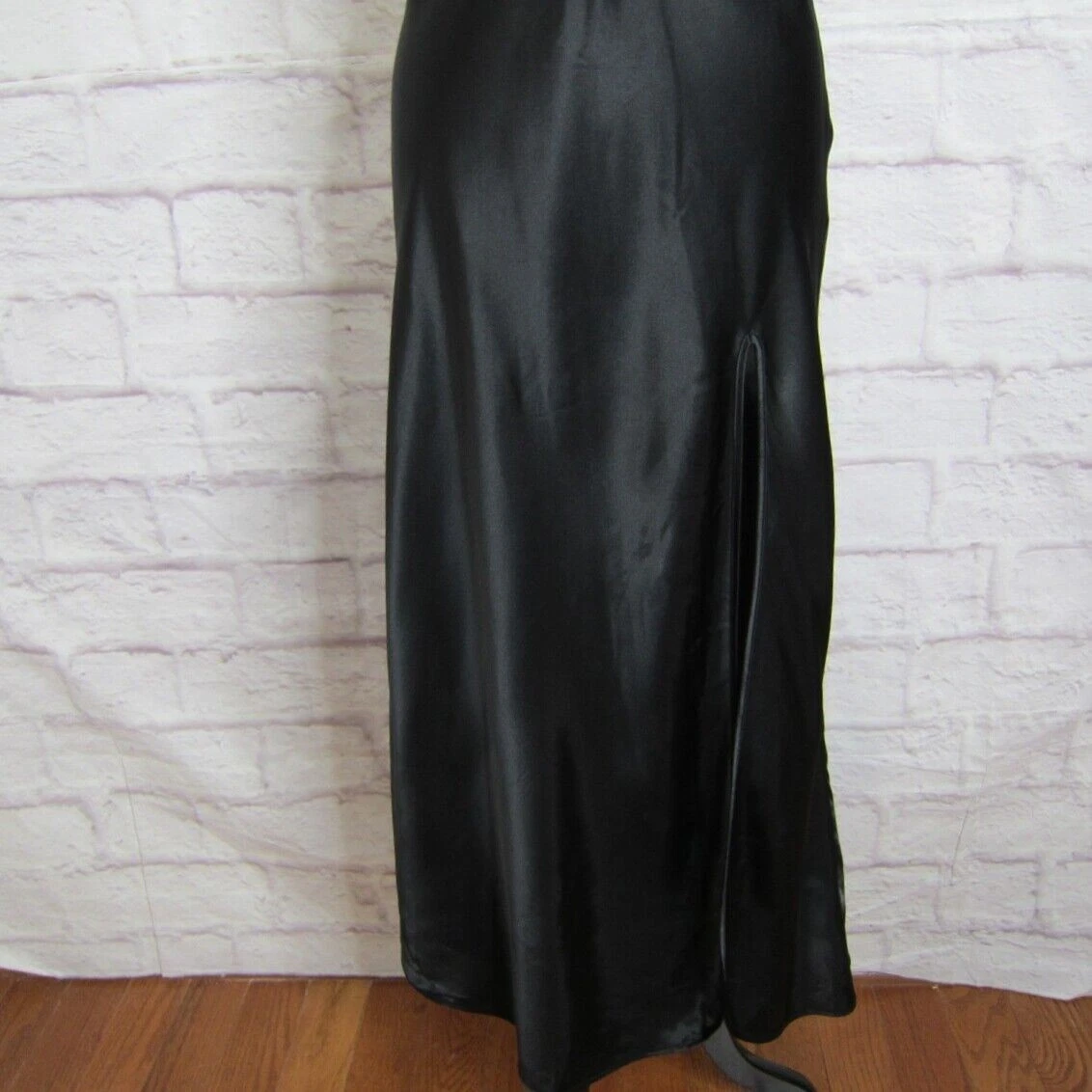 UNDERCOVER Camicia da notte lunga Victoria's Secret G Label vintage nera pizzo raso taglia small