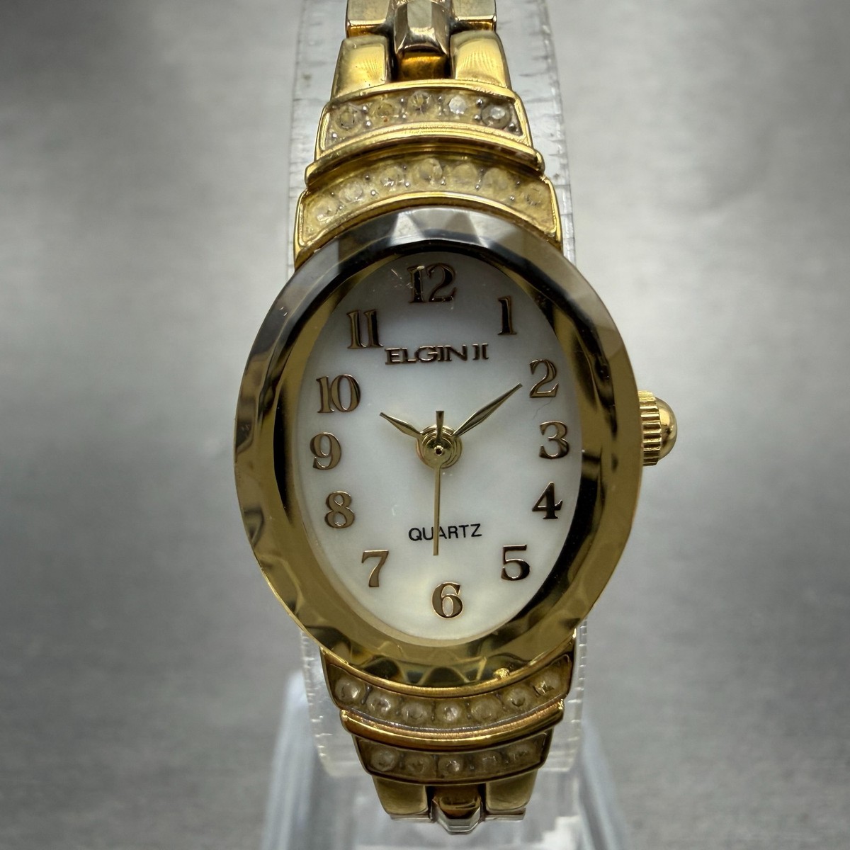 Elgin II Watch Women 17mm MOP Dial Gold Tone Oval ELL14 New 