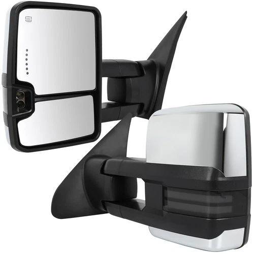 Chrome Power Heated Tow Mirrors Dynamic Signal Light For 07-17 Toyota Tundra