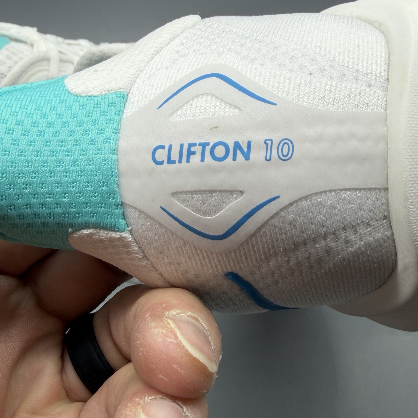 Hoka One One Clifton 10 Men’s 14 D Running Shoes Gym Training White Skyward Blue thumbnail 11