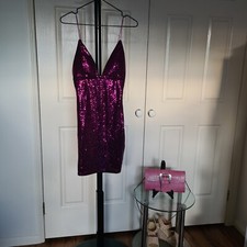 FASHION NOVA Formal Party Sparkling Medium Spaghetti Strap Padded Bra Mini Dress