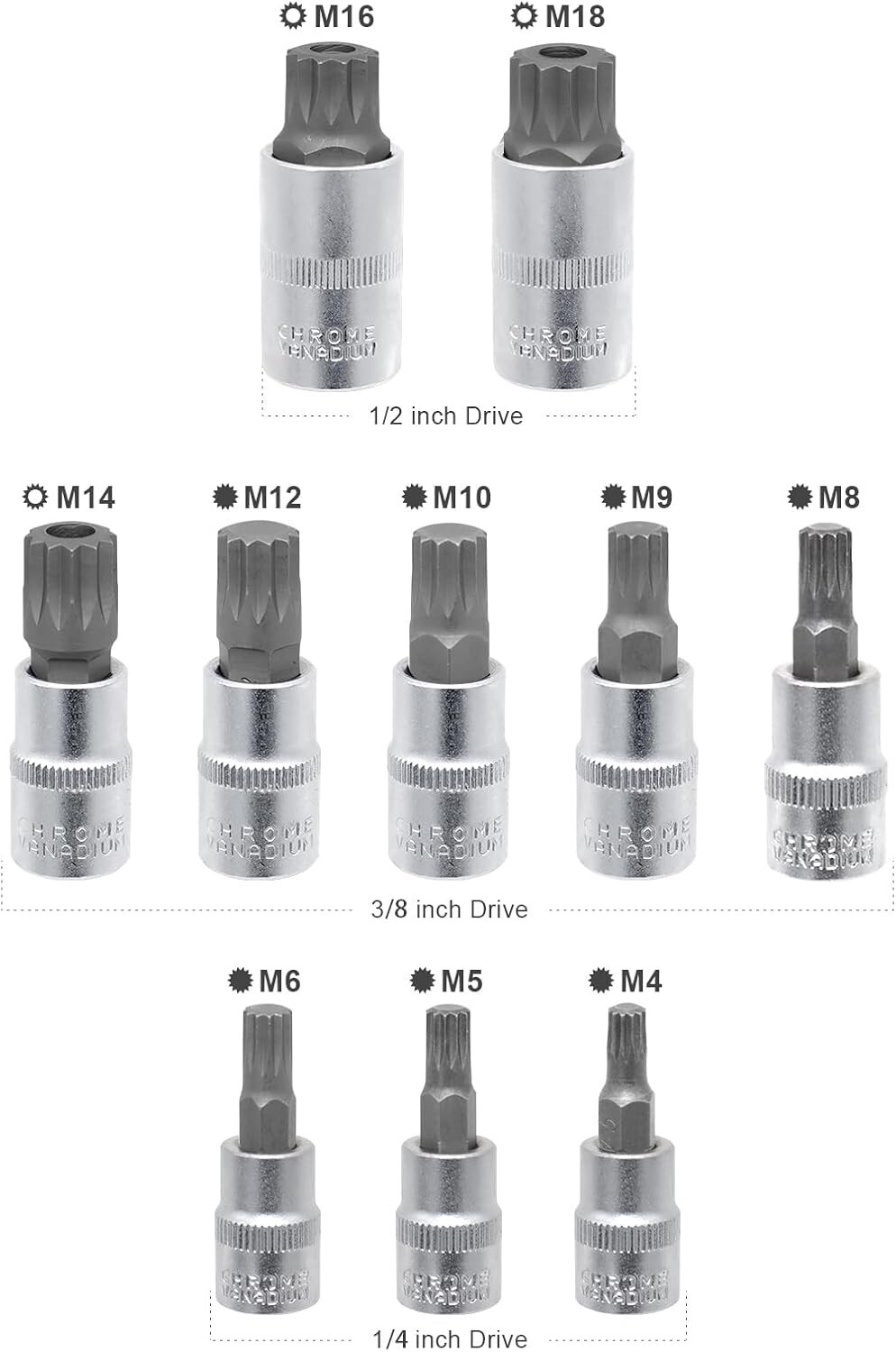 Douille xzn 10 pièces pour débloquer les vis foirées à denture multiple 12 pans - 3