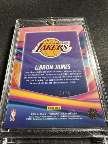 2023-24 Panini Hoops Los Angeles Lakers Lebron James Blue Scope Prizm #'ed 17/25 - Picture 5 of 5